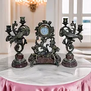 Каминные часы «Колибри» с канделябрами в подарок — фотография 1