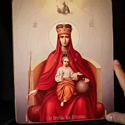 Икона Богоматери "Державная" дерево, ручная работа — красивый подарок — фотография 6
