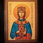 Деревянная Икона "Святая Екатерина" — красивый подарок — фотография 3