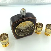 Набор фляжка кожа "На охоте". Златоуст — оригинальный подарок — фотография 7