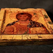 Икона "Христос Вседержитель" дерево, ручная работа — оригинальный подарок — фотография 3