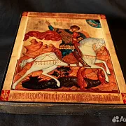 Икона авторская " Георгий Победоносец" — оригинальный подарок — фотография 3