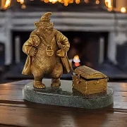 Фигурка «Медведь с сундуком» из бронзы и камня — красивый подарок — фотография 1
