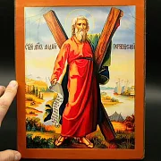 Икона деревянная "Святой Апостол Андрей" — необычный подарок — фотография 1