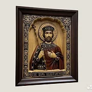 Святой Царь Константин икона резная из дерева — красивый подарок — фотография 2