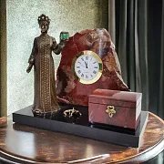 Часы «Хозяйка Медной горы» с яшмой и долеритом — оригинальный подарок — фотография 1