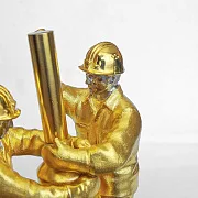 Бронзовая композиция «Нефтяники» с яшмой и позолотой в подарок — фотография 2